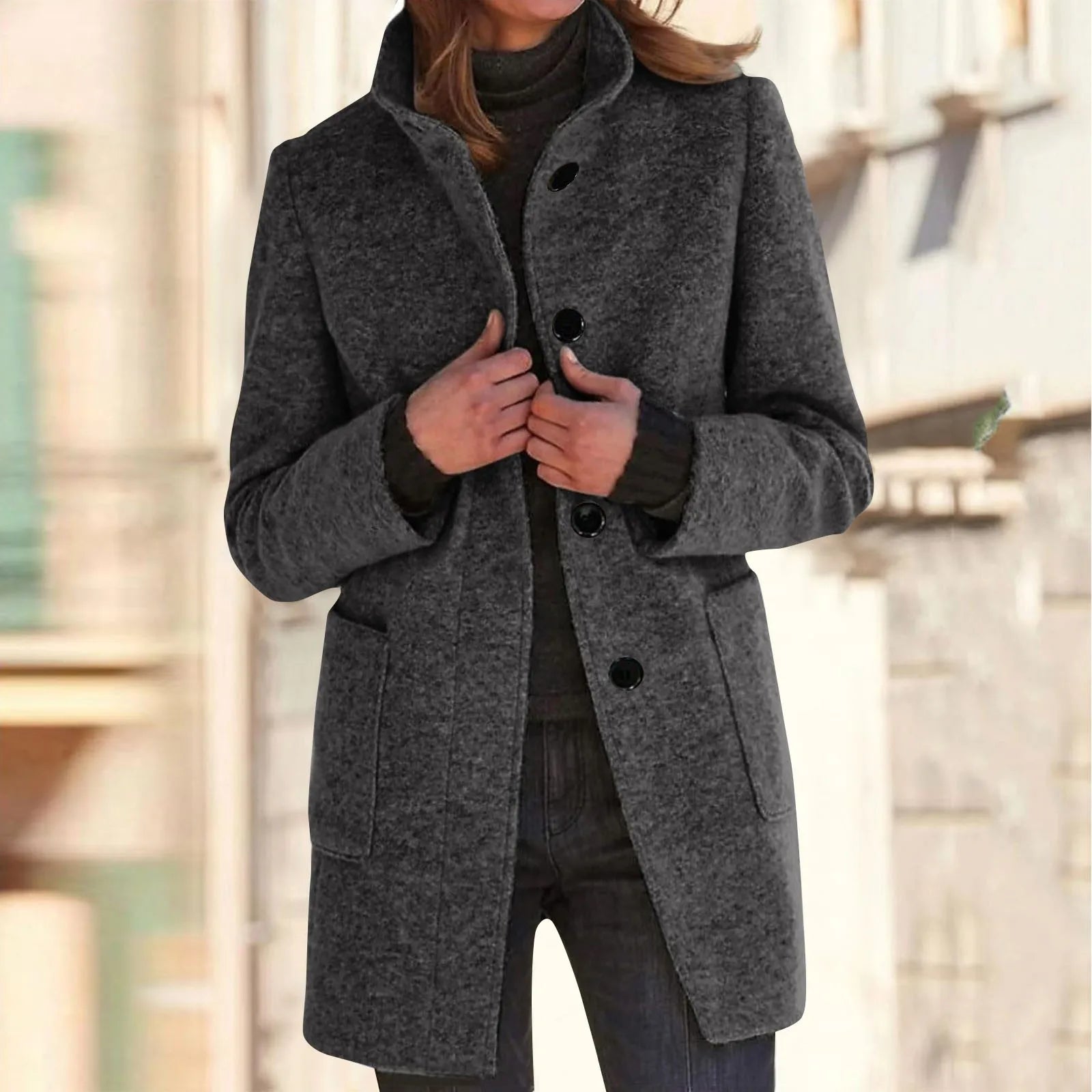 Womens Wool Cardigan Coats With Pockets Ladies Lapel Long Jacket Coat Fashion Solid Casual Winter Jackets for Women Plus Coat