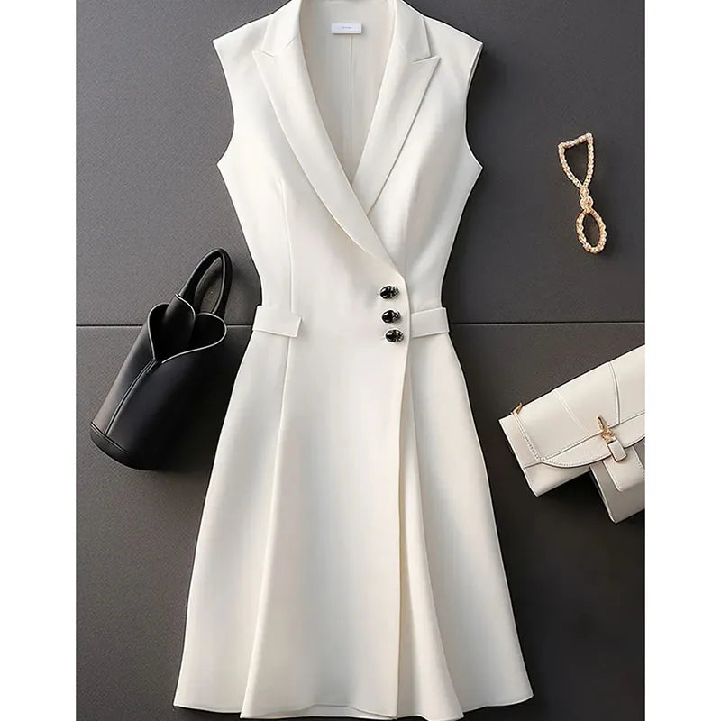 Spring Summer 2025 New Sleeveless High-end Exquisite Women's Vest Jacket Slimming Fashion Temperament Female Leisure Suit Dress