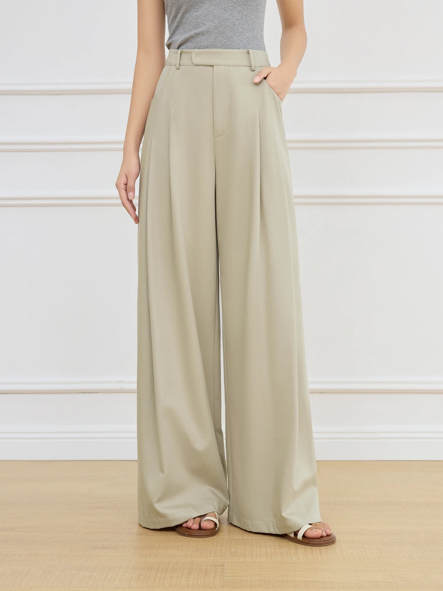 FSLE Office Lady Retro Loose Wide-leg Casual Pants for Women 2025 Spring New Slim Pants Full Women Pants 25FS11250