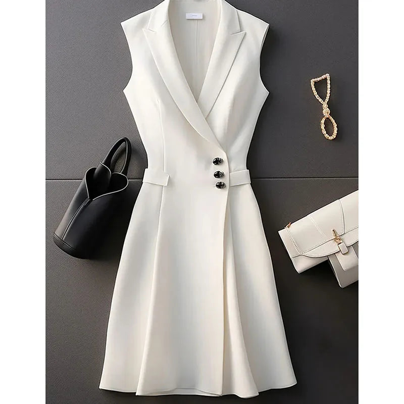 Spring Summer 2025 New Sleeveless High-end Exquisite Women's Vest Jacket Slimming Fashion Temperament Female Leisure Suit Dress