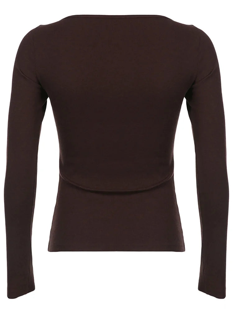 Y2k Women's Long Sleeve Knitted Tops Lace Stitching Neckline Knitwear Bowknot Decoration Slim-Fit Tshirt Pullovers Clubwear