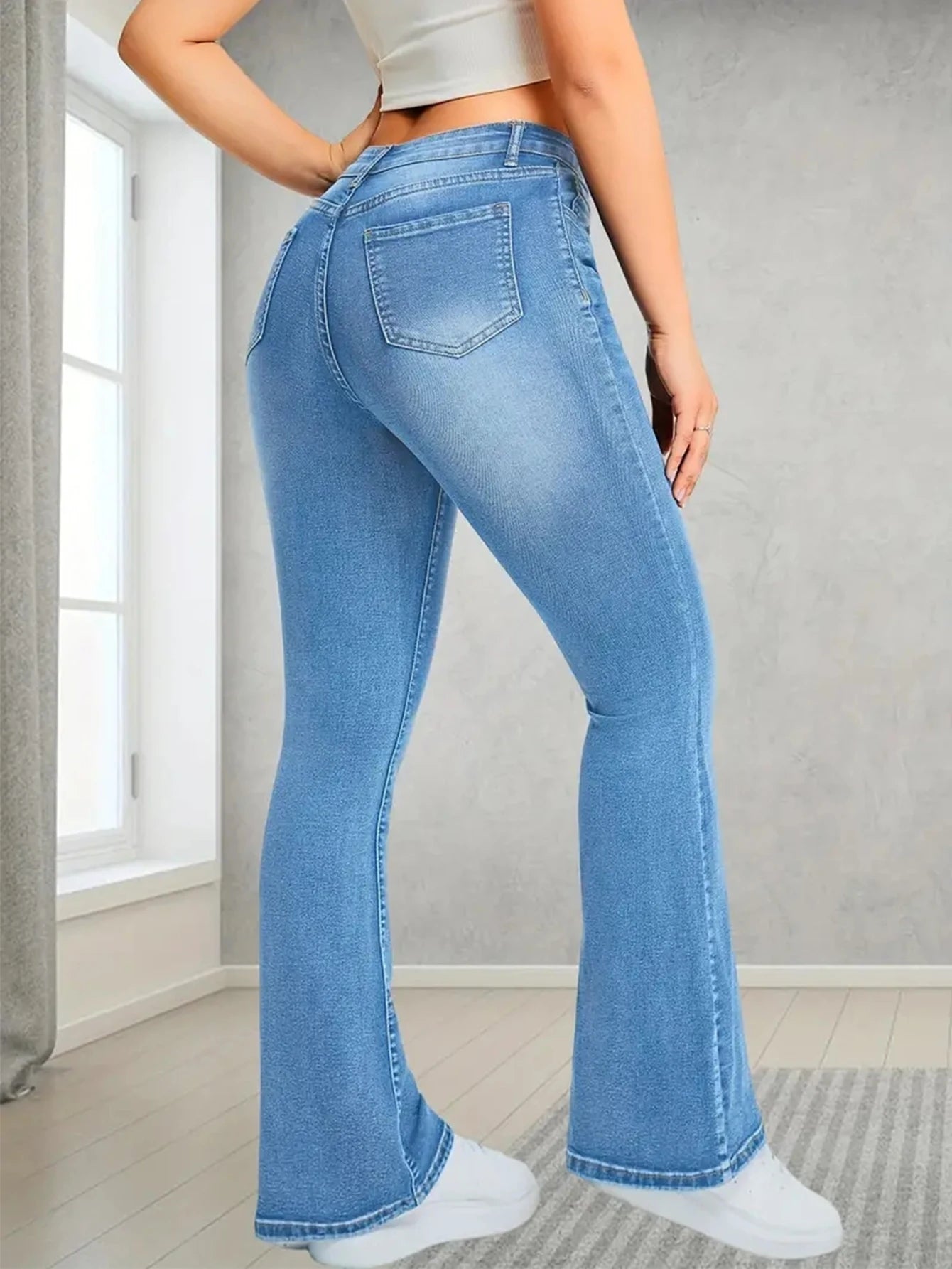 Womens Pants Casual Streetwear High Waist Wide Leg Flared Trousers Loose Fit Comfortable Daily Walking Denim