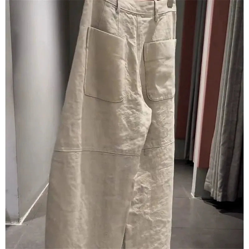 Limiguyue Fashion Banana Pant Women Casual Loose Cotton Linen Trousers Spring Autumn High Waist Slim Solid Pants Versatile 491P