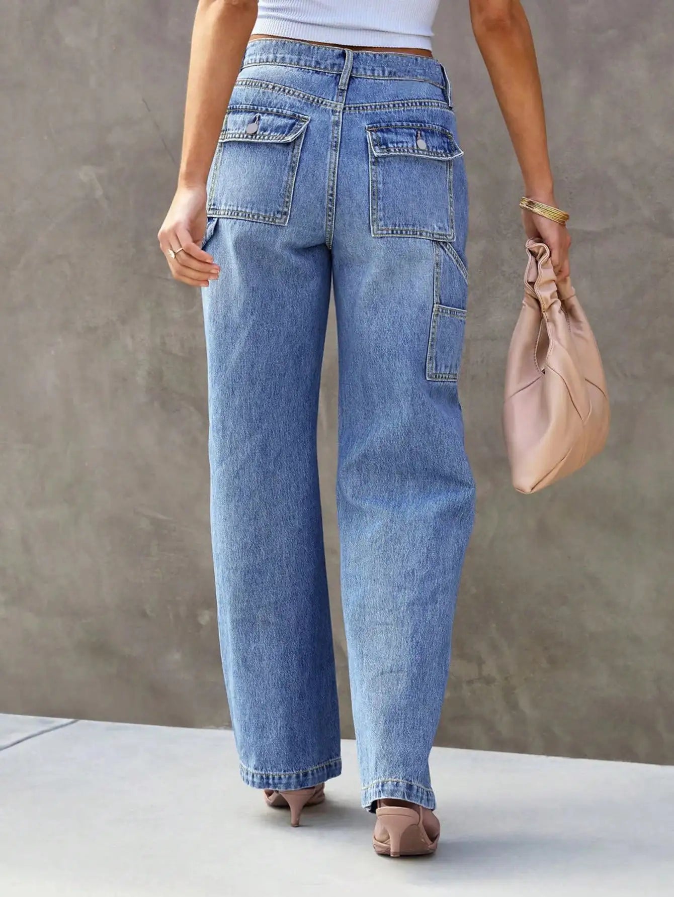 Women's Light Blue Wide Leg Straight-Leg Jeans - Stylish and Comfortable Denim Pants for Effortless Fashion
