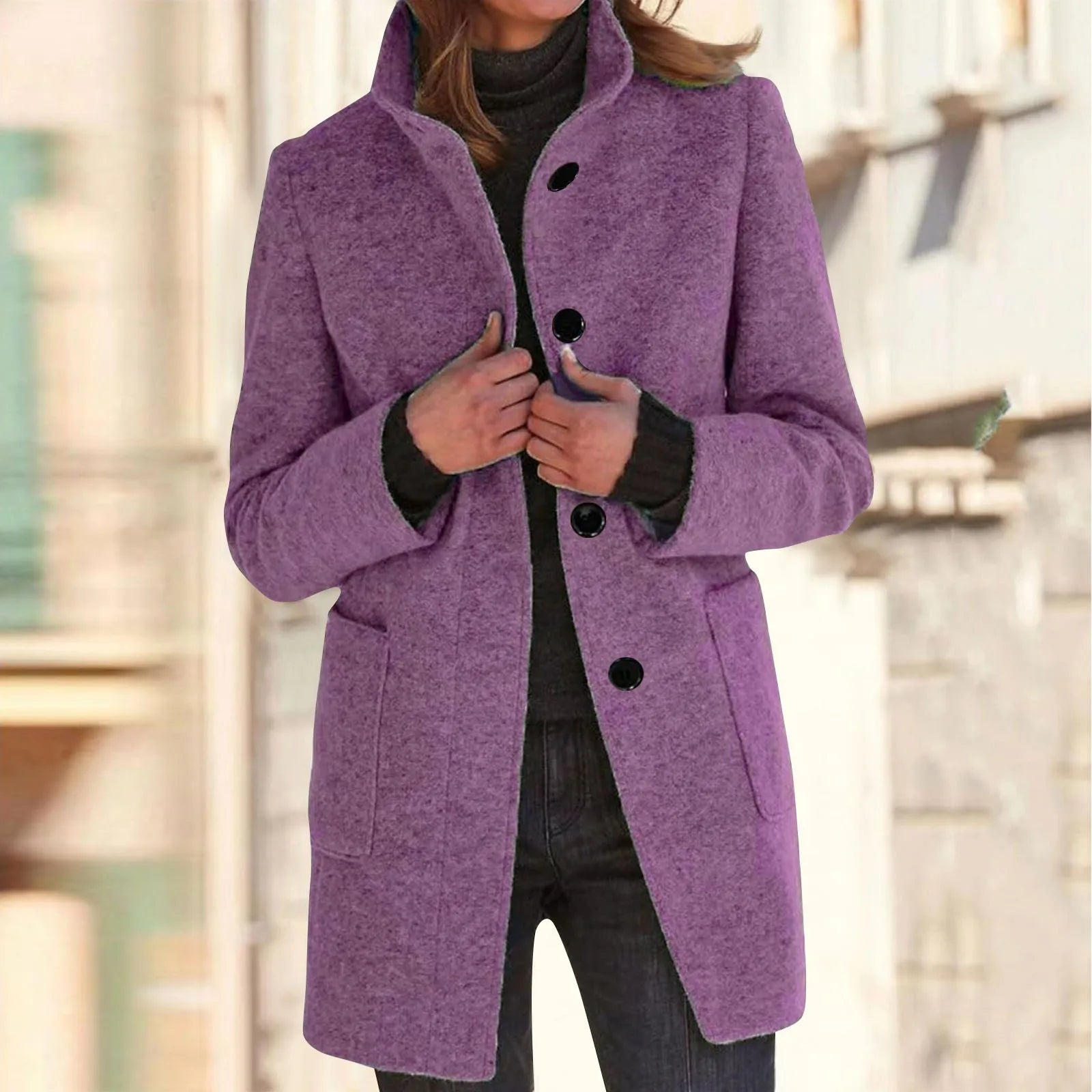 Womens Wool Cardigan Coats With Pockets Ladies Lapel Long Jacket Coat Fashion Solid Casual Winter Jackets for Women Plus Coat