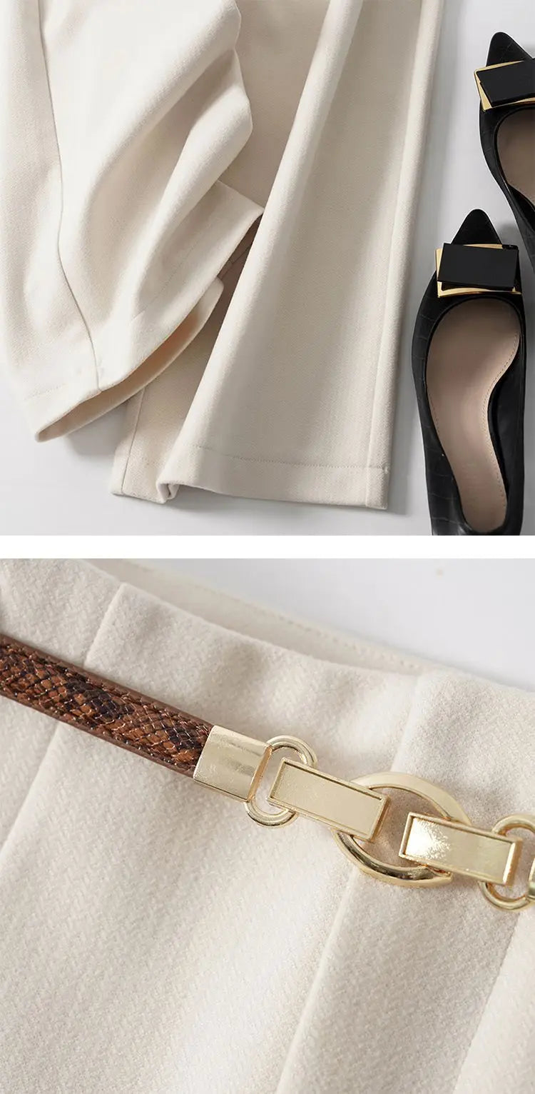 CGC Korean Fashion High Waist Loose Wide Leg Pants Women Woolen Trousers Simple Solid Straight Baggy Pants Casual Jogging Pants