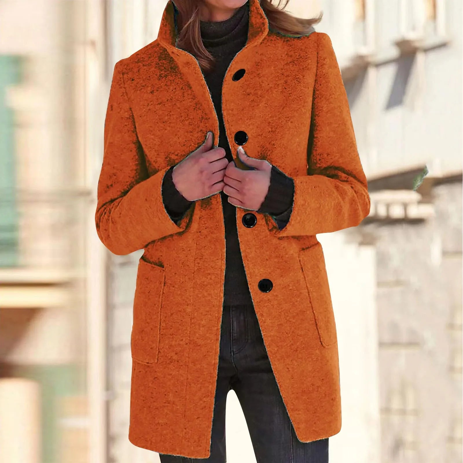 Womens Wool Cardigan Coats With Pockets Ladies Lapel Long Jacket Coat Fashion Solid Casual Winter Jackets for Women Plus Coat