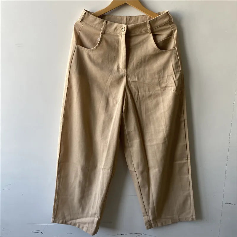 Limiguyue Fashion Banana Pant Women Casual Loose Cotton Linen Trousers Spring Autumn High Waist Slim Solid Pants Versatile 491P