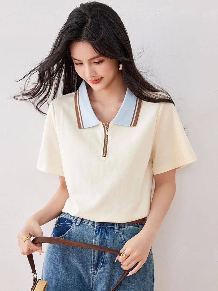 Korean Style Short Sleeve T-shirt Women Summer Fashion Niche Design Casual Tops Temperament Commuting T-shirt
