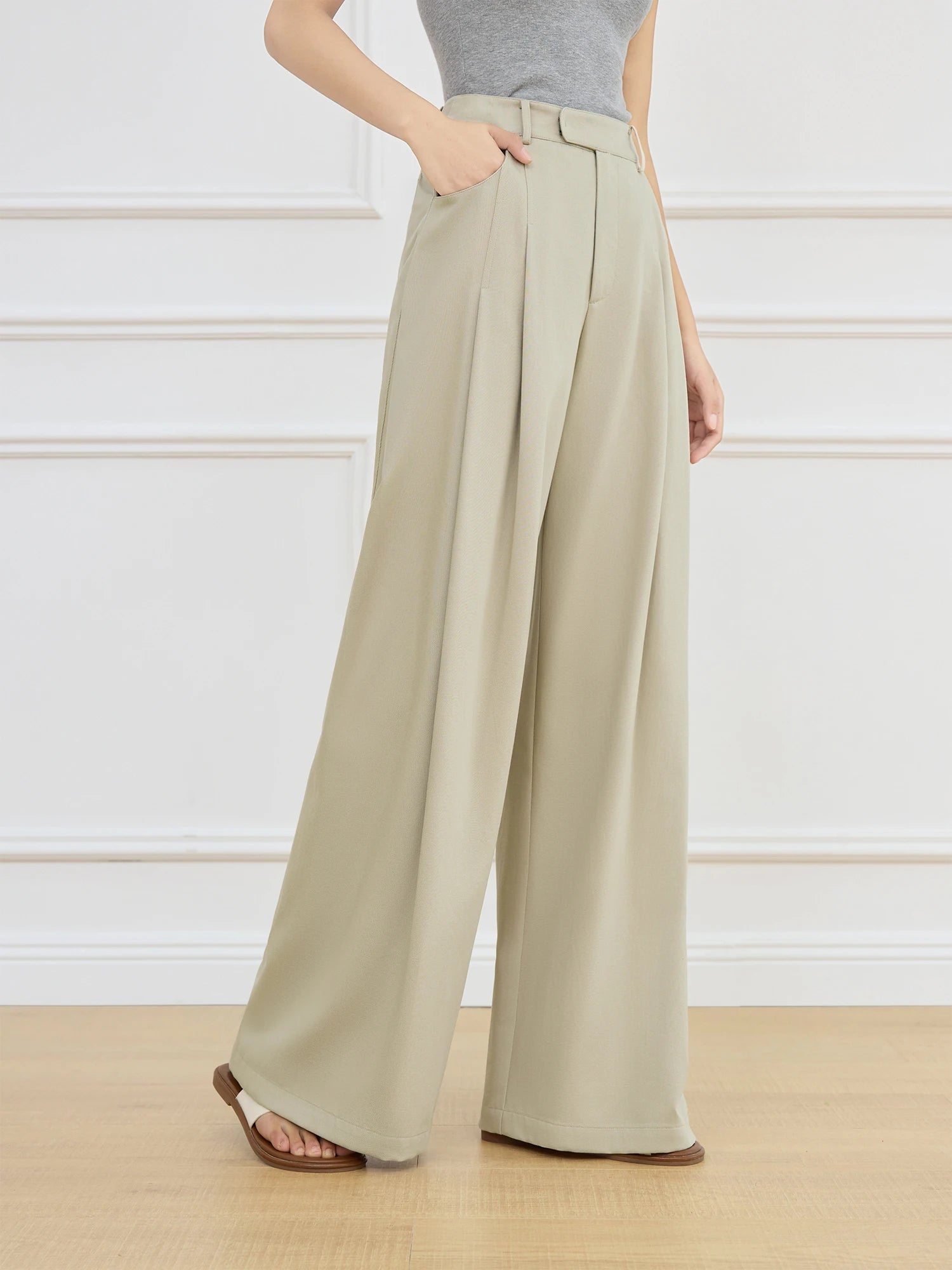 FSLE Office Lady Retro Loose Wide-leg Casual Pants for Women 2025 Spring New Slim Pants Full Women Pants 25FS11250