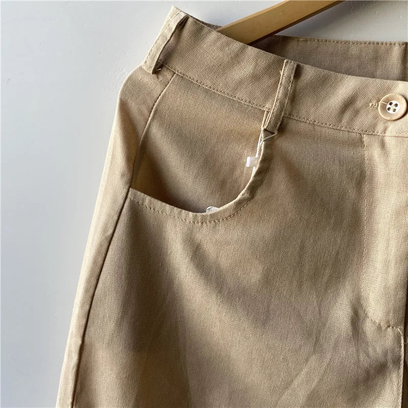 Limiguyue Fashion Banana Pant Women Casual Loose Cotton Linen Trousers Spring Autumn High Waist Slim Solid Pants Versatile 491P